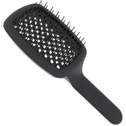 Масажна щітка з вигнутою ручкою чорна Janeke Curvy Hairbrush