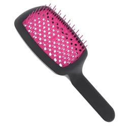 Массажная щетка с изогнутой черной ручкой с фуксией Janeke Curvy Hairbrush