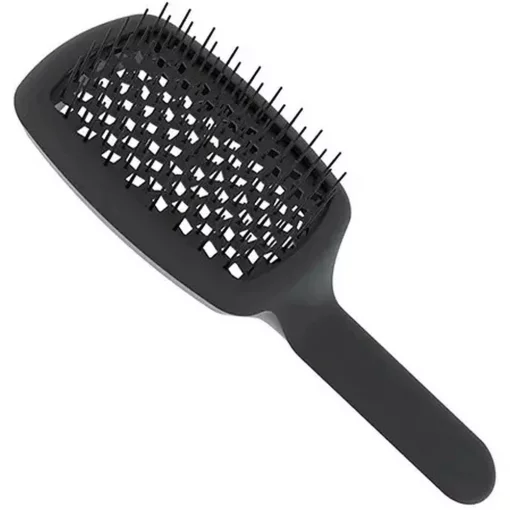 Масажна щітка з вигнутою ручкою чорна Janeke Curvy Hairbrush