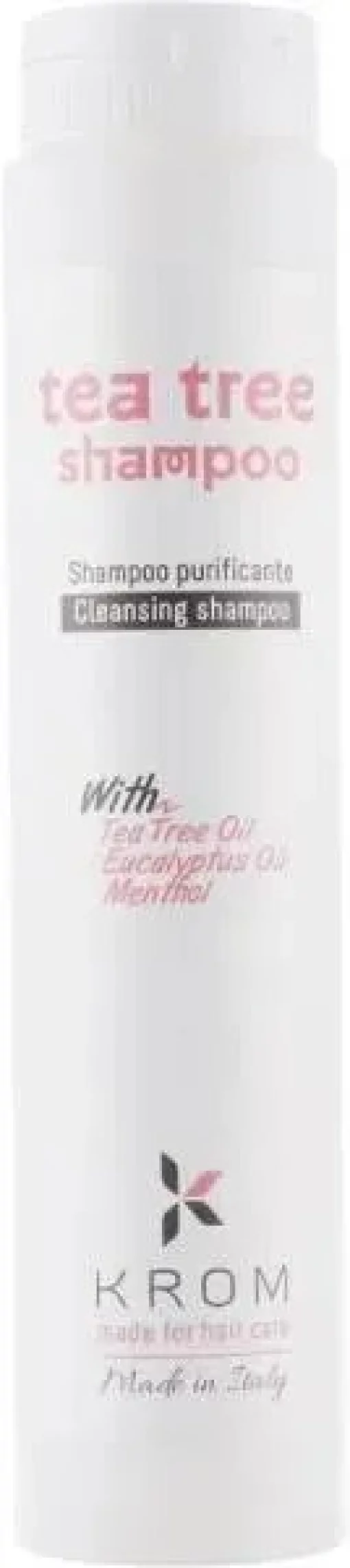 Шампунь очищающий с ментолом, маслами чайного дерева и эвкалипта Krom Tea Tree Shampoo