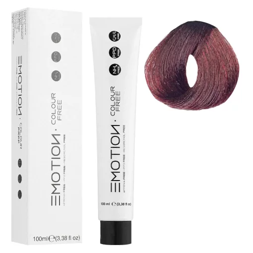 5/66 Стойкая безаммиачная крем-краска для волос KROM Emotion Colour Free - Светло-коричневый глубокий красный, 100 мл