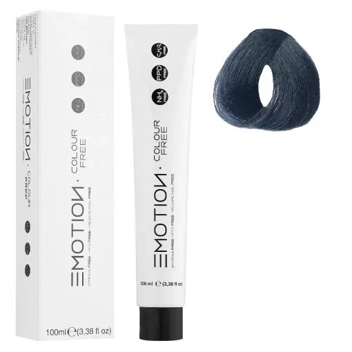 1/10 Стойкая безаммиачная крем-краска для волос KROM Emotion Colour Free - Сине-черный, 100 мл