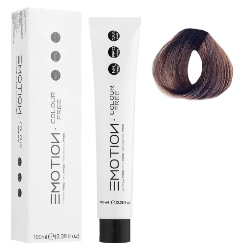 4/7 Стойкая безаммиачная крем-краска для волос KROM Emotion Colour Free - Коричневый каштановый, 100 мл