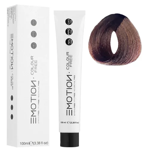 5/7 Стойкая безаммиачная крем-краска для волос KROM Emotion Colour Free - Светло-коричневый каштановый, 100 мл