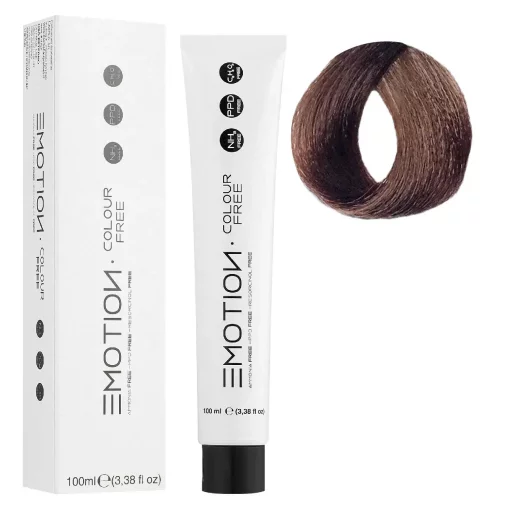 6/8 Стойкая безаммиачная крем-краска для волос KROM Emotion Colour Free - Темный блондин фундук, 100 мл