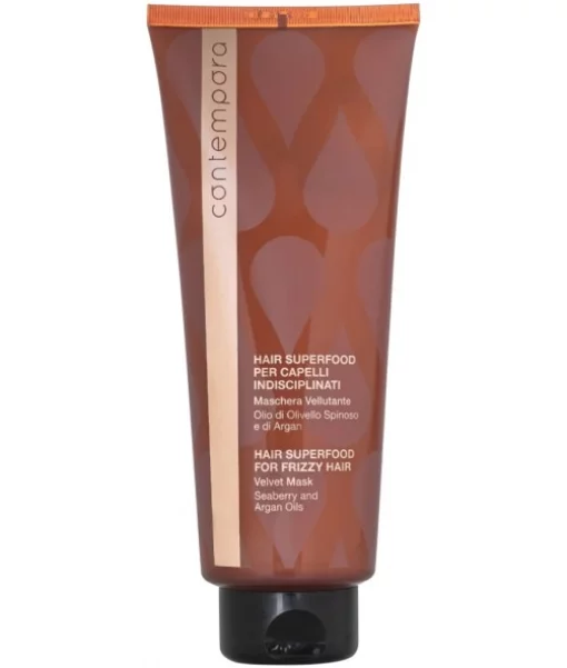 Разглаживающая бархатная маска с аргановым маслом и маслом облепихи Contempora Hair Superfood For Frizzy Hair Velvet Mask