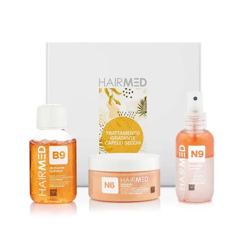 Дорожный набор HAIRMED kit Trattamento Idratante capelli secchi Travel Size "Увлажнение волос" Шампунь B9 100мл + Маска N6 100мл + Серум N9 100мл