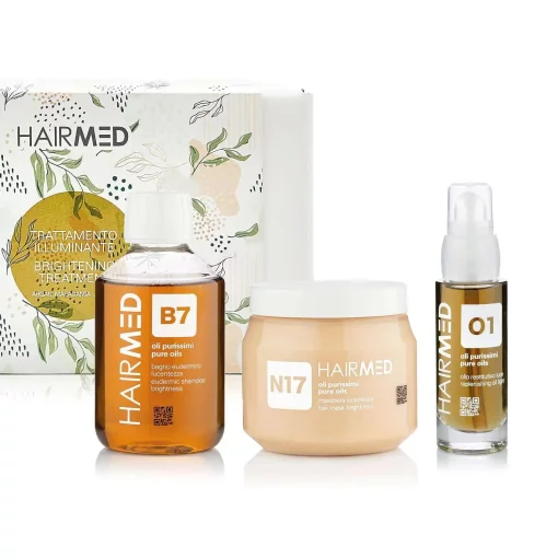 Набор HAIRMED kit Trattamento illuminante capelli secchi Family Size для блеска волос Шампунь B7 200мл + Маска N17 250мл + Масло О1 30мл