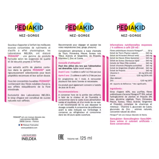 PEDIAKID НАТУРАЛЬНОЕ ПИТЬЕВОЕ СРЕДСТВО ДЛЯ НОСА И ГОРЛА: ОЧИЩЕНИЕ И СНЯТИЕ ВОСПАЛЕНИЯ/ NEZ-GORGE 250 мл