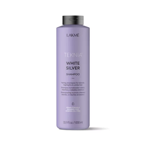 Тонирующий шампунь для нейтрализации желтого оттенка волос Lakme Teknia White Silver Shampoo